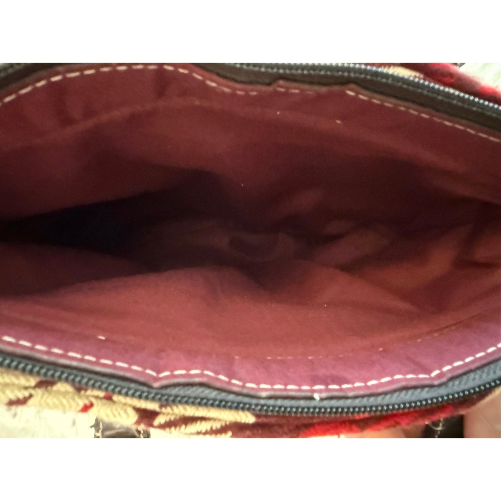 Vintage Red Burgundy Plaid Tartan Satchel Top Handle Handbag Purse