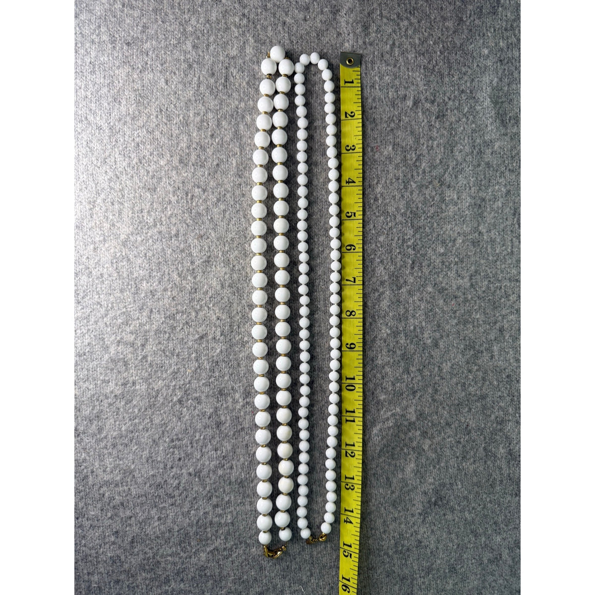 Vintage Monet Lot of 2 White Bead Necklaces 30 Inch Single Strands