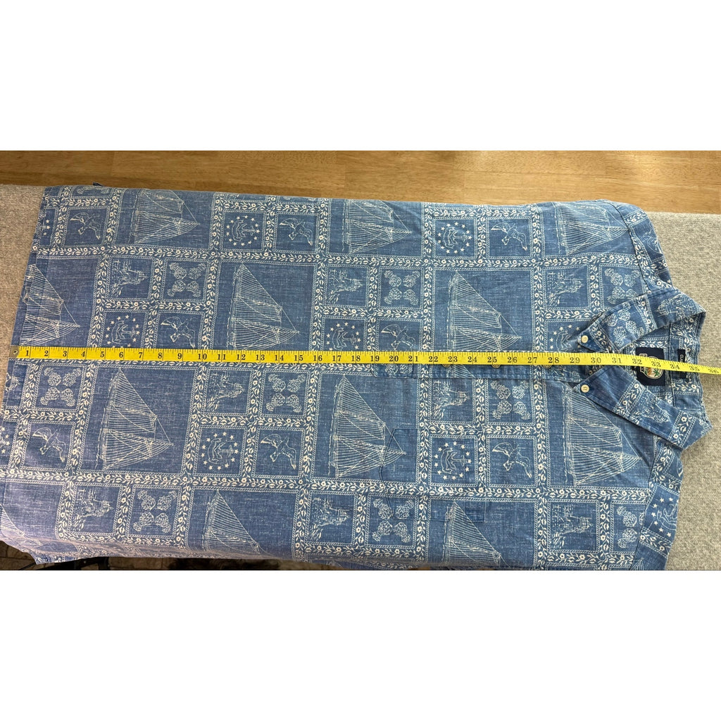 Reyn Spooner Lahaina Sailor Blue Cotton Blend Pullover Hawaiian Shirt Mens 3XL