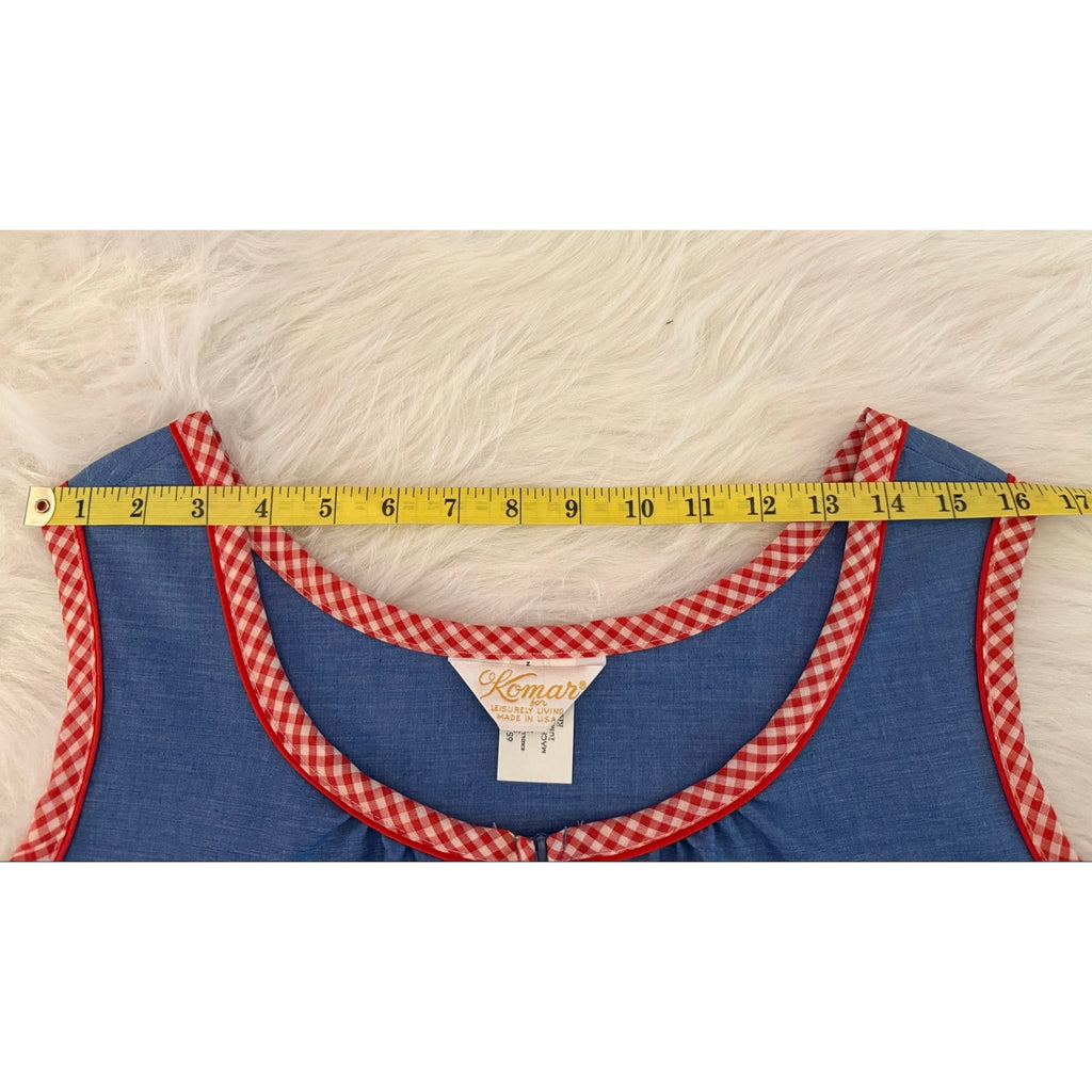 Vintage 1970s Komar In & Out Shift Blue Zipper Front House Dress M With Tags