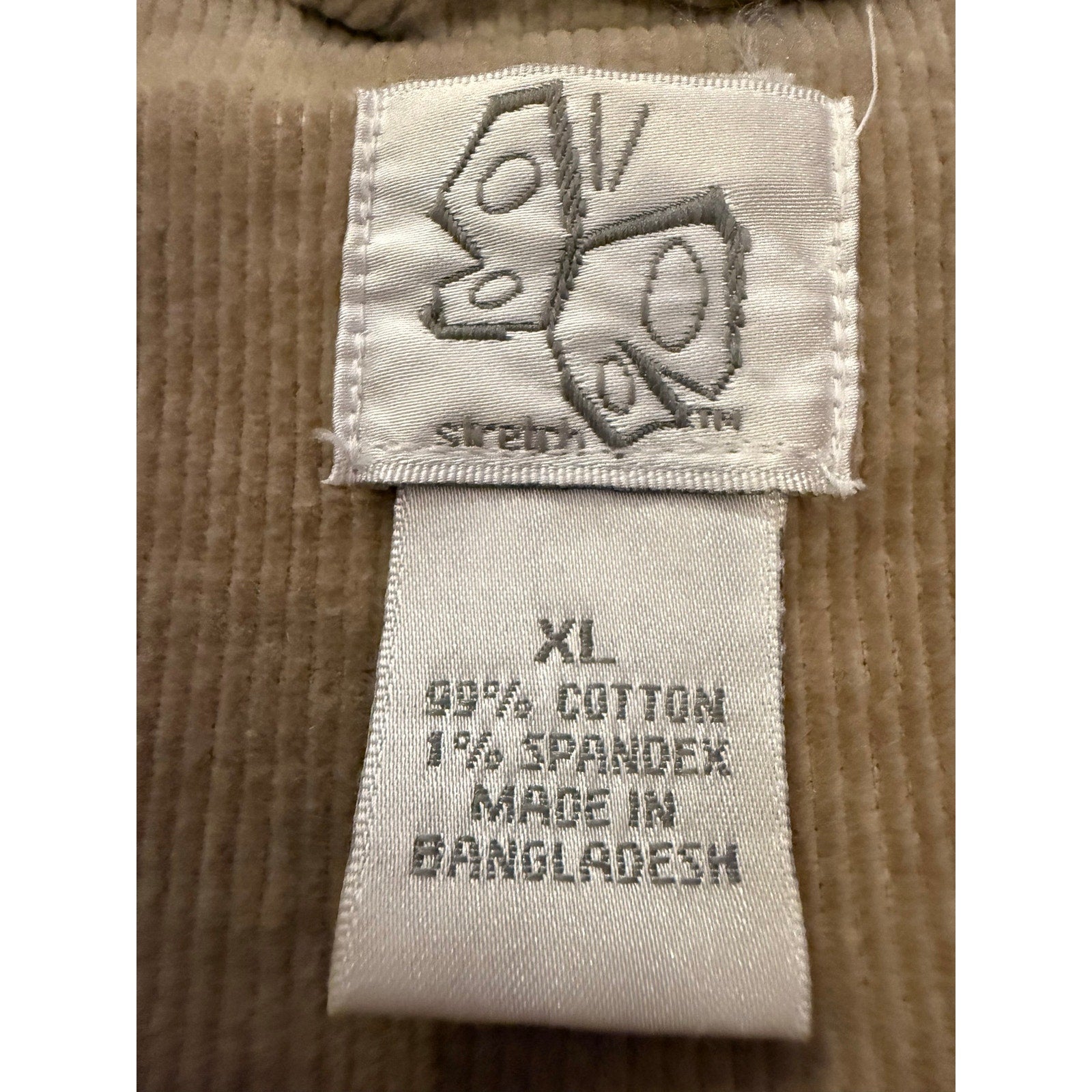 Vintage Y2K Fashion Bug Corduroy Zip Up Jacket Tan Beige Ribbed Coat XL