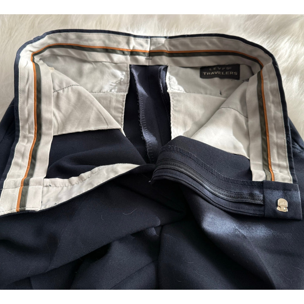 Vintage Levi's Travelers Dress Pants Navy Lightweight Summer Trousers Flat Front