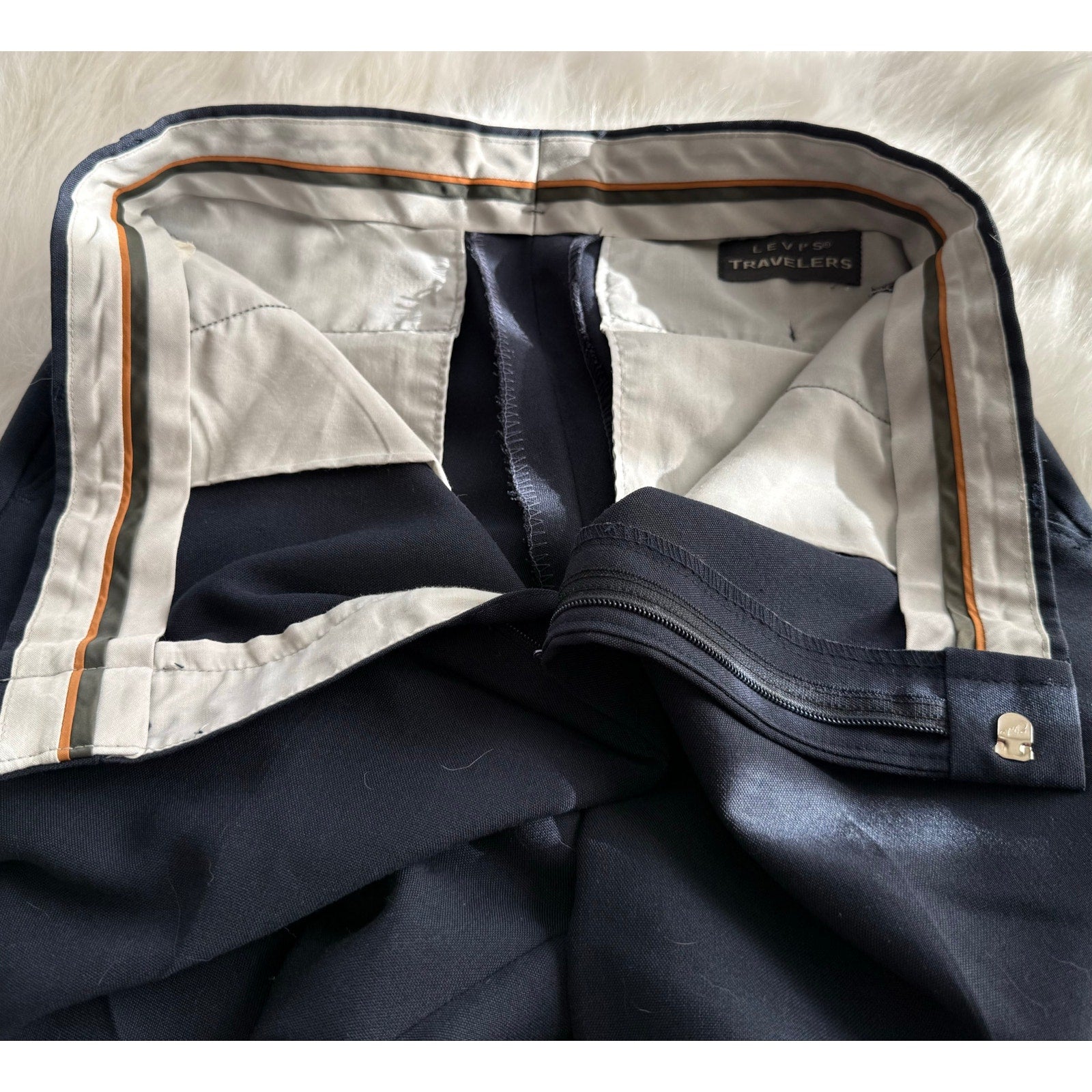 Vintage Levi's Travelers Dress Pants Navy Lightweight Summer Trousers Flat Front