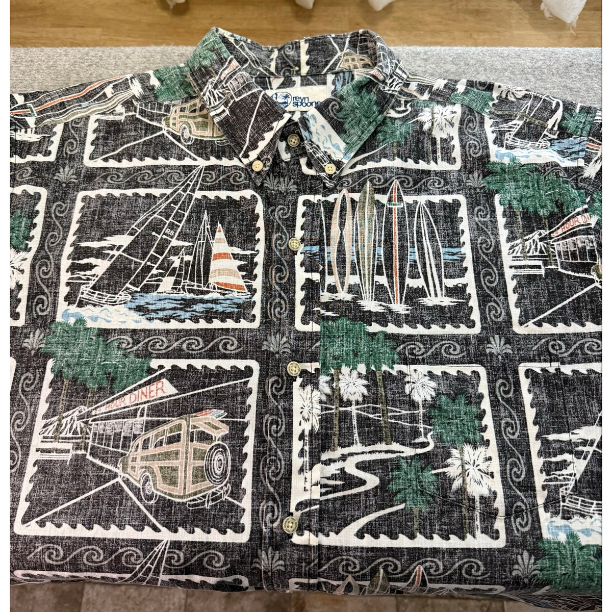 Vintage Reyn Spooner Newport Beach Woody Car Hawaiian Aloha Shirt Mens XXL