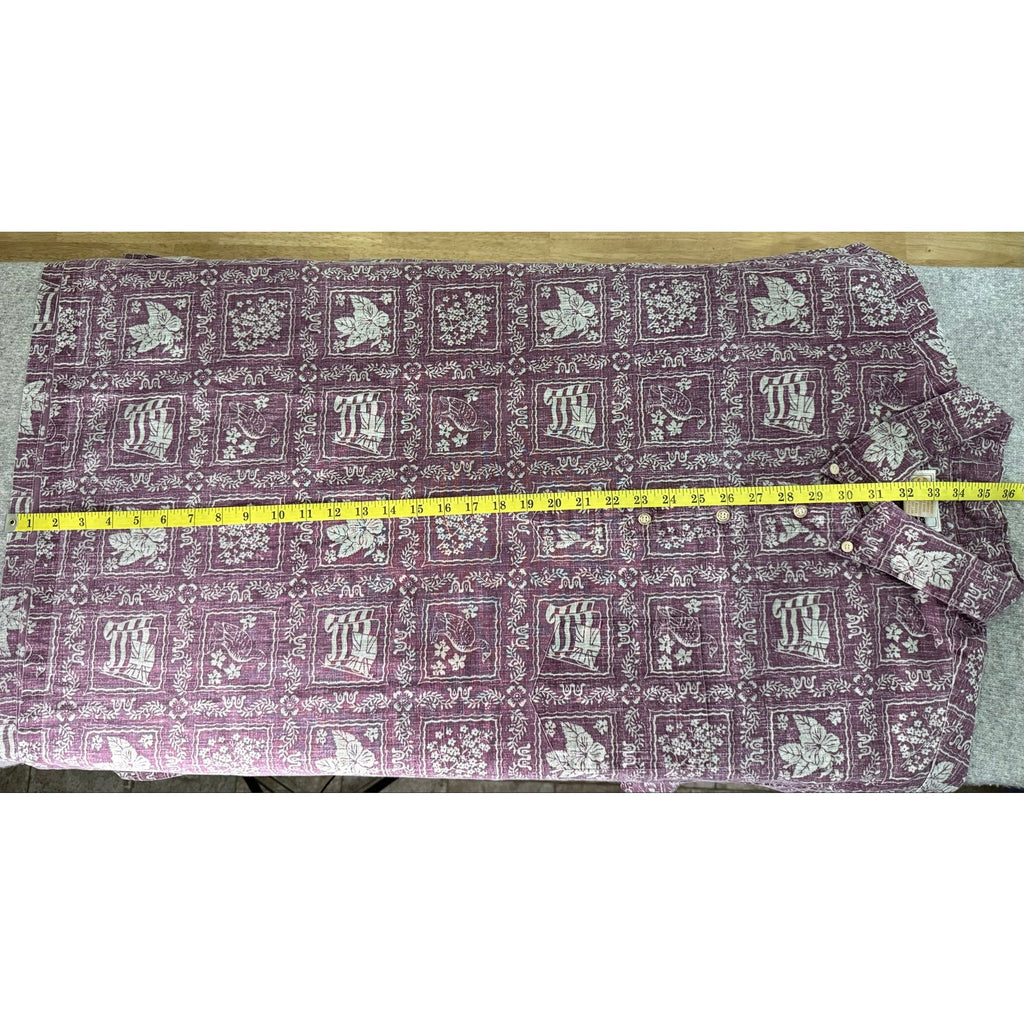 Reyn Spooner 3XL Lahaina Sailor Purple Hawaiian Shirt Cotton Poly Reverse Print