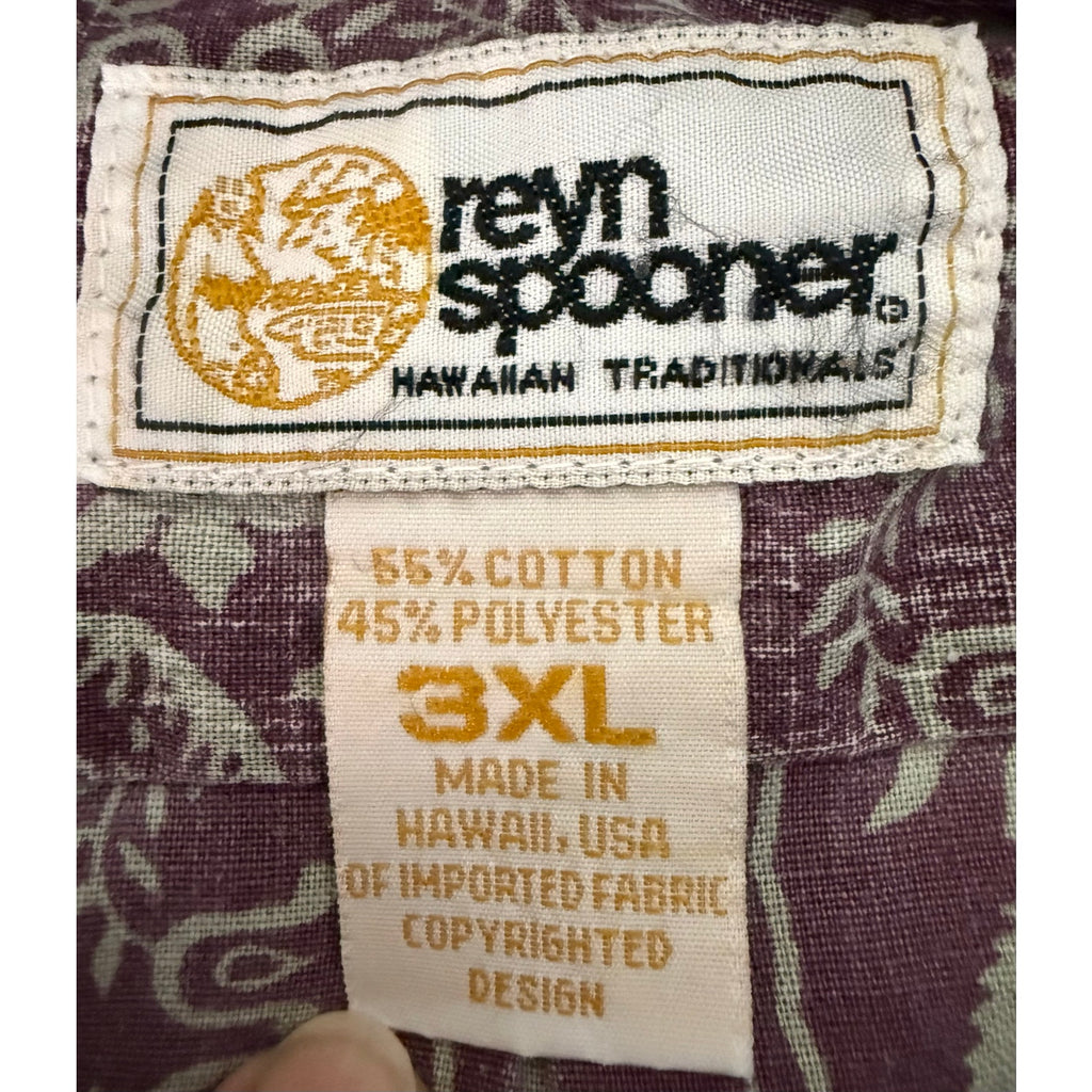 Reyn Spooner 3XL Lahaina Sailor Purple Hawaiian Shirt Cotton Poly Reverse Print