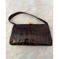 Vintage 1960s Genuine Alligator/Croc Handbag Structured Mid Century Brown Purse