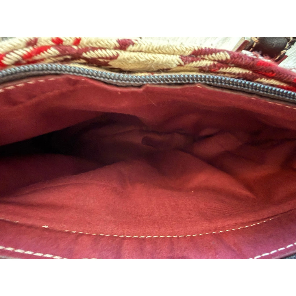 Vintage Red Burgundy Plaid Tartan Satchel Top Handle Handbag Purse