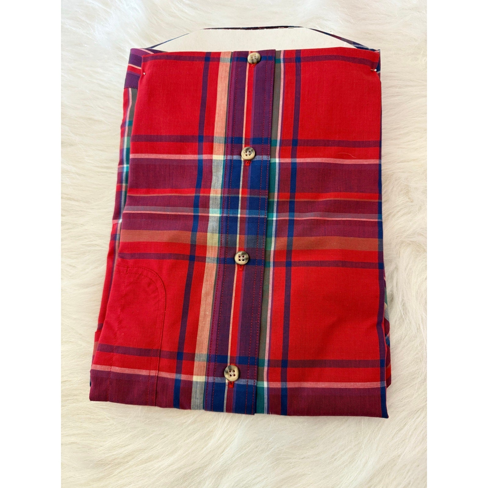 Vintage GANT Salty Dog Plaid Shirt L Short Sleeve Marshall Field's Tag NWT 1991