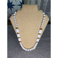 Vintage Napier Signed White and Gold Tone Beaded Strand Necklace 30