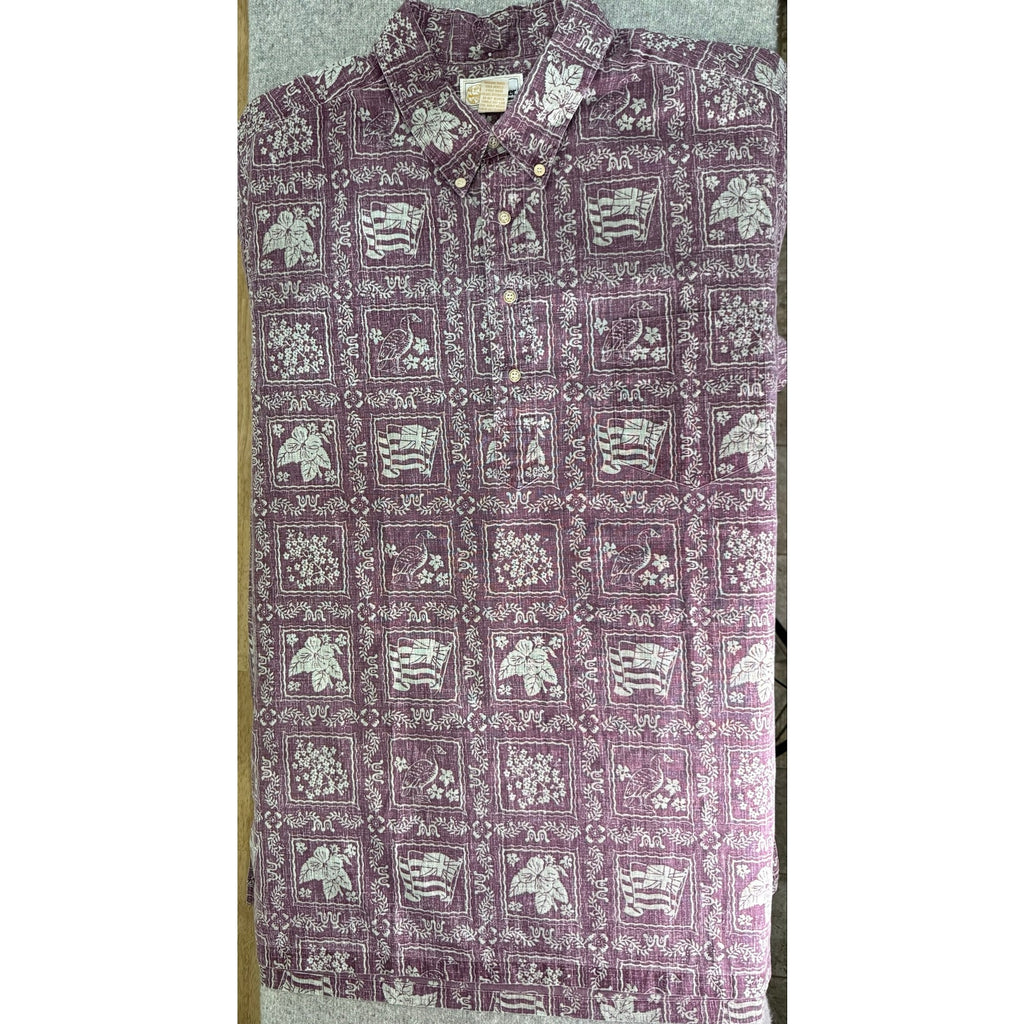 Reyn Spooner 3XL Lahaina Sailor Purple Hawaiian Shirt Cotton Poly Reverse Print