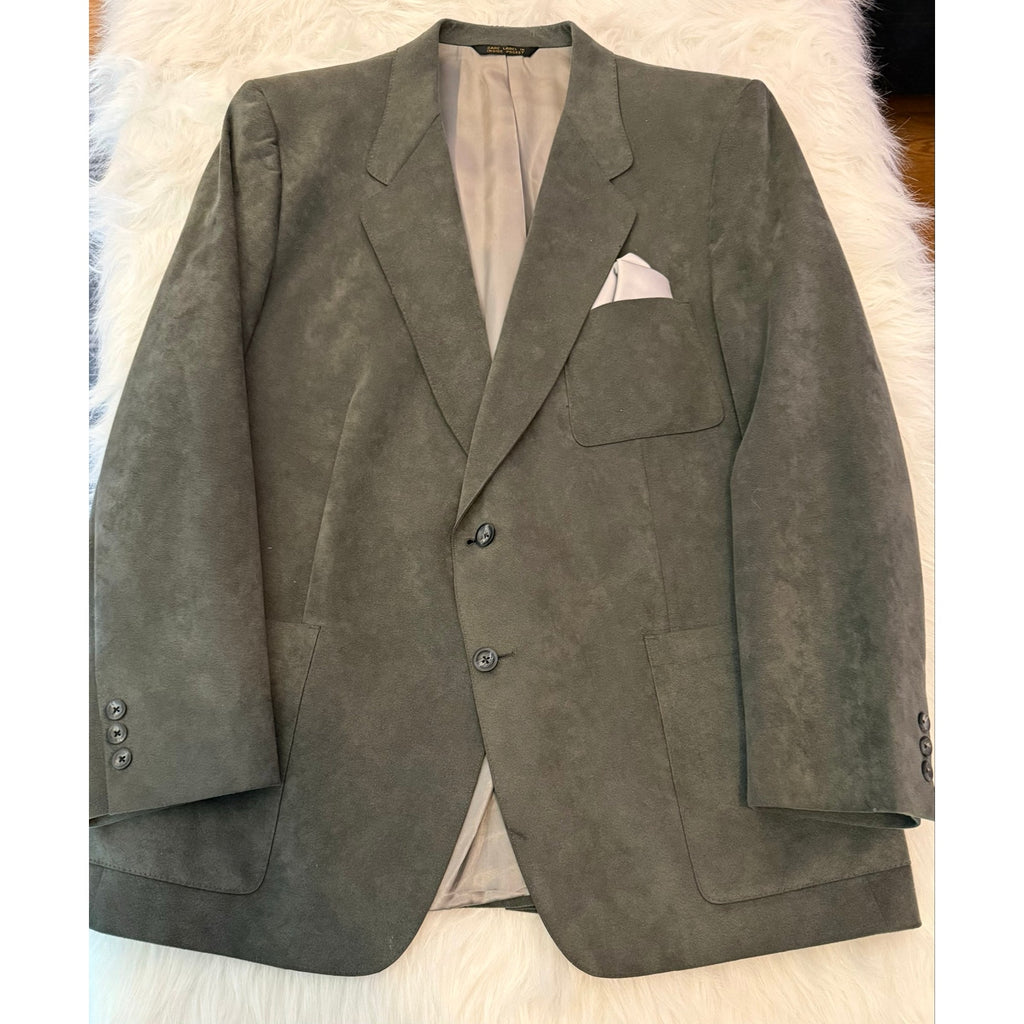 Vintage Morry's Chicago Faux Suede Two Button Sport Coat Blazer Gray