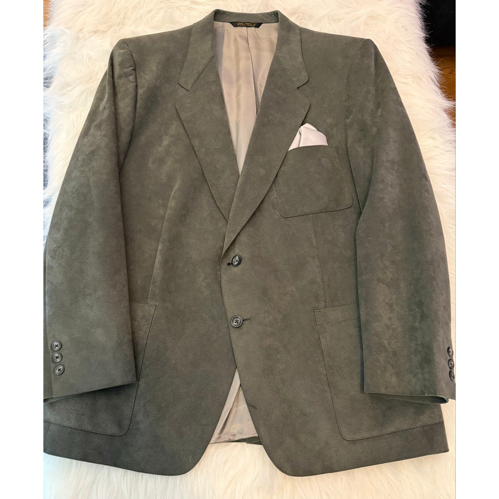Vintage Morry's Chicago Faux Suede Two Button Sport Coat Blazer Gray