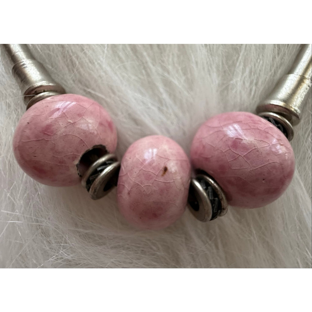 Vintage 90s Boho Pink Ceramic Choker Necklace Southwestern