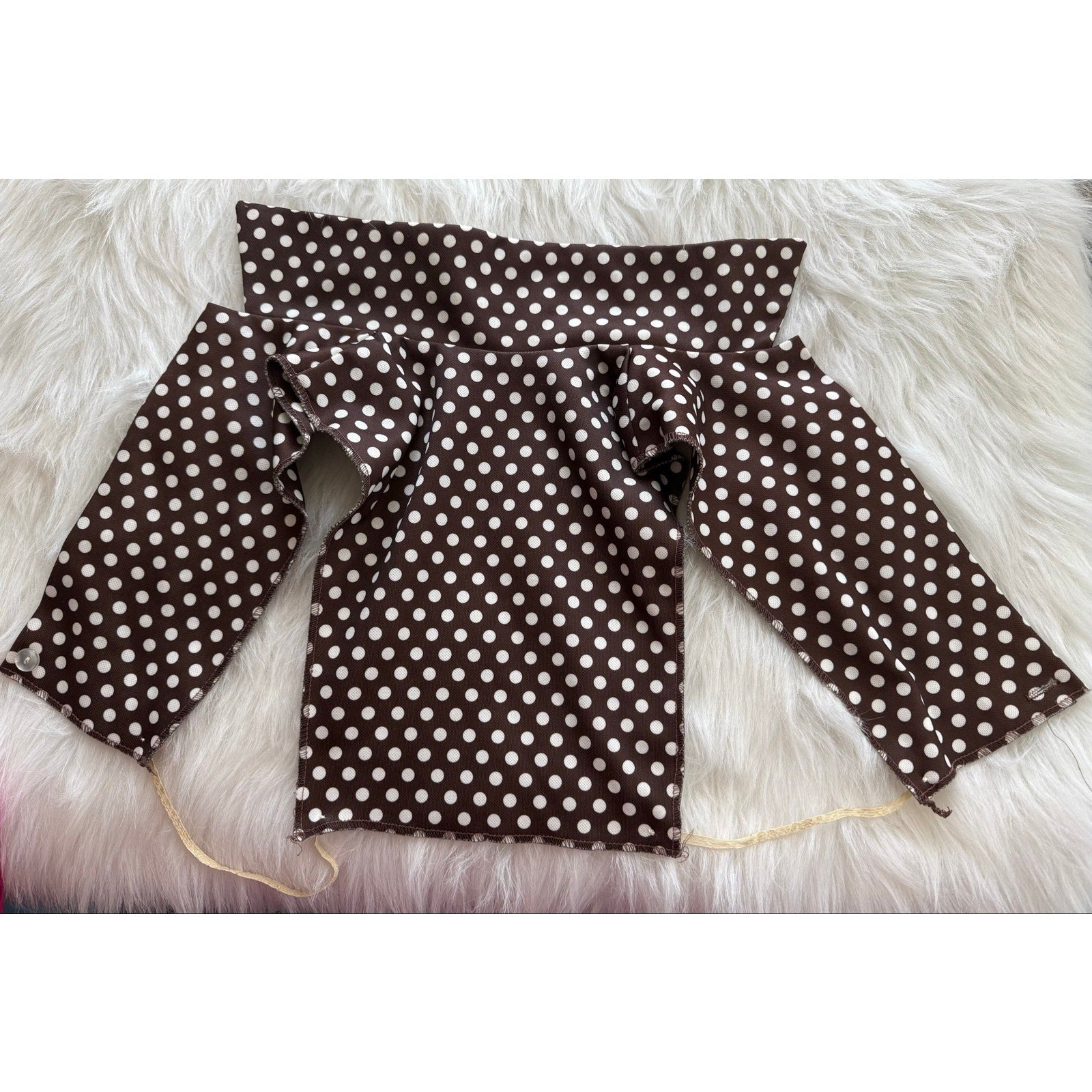 Vintage 1970s Brown Polka Dot Dagger Collar Polyester Dickey Detachable Shirt