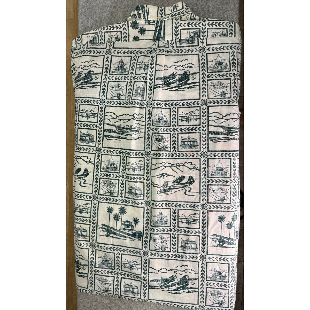 Reyn Spooner XXL Vintage Hawaiian Shirt Catalina Airport Seaplane Print Cotton