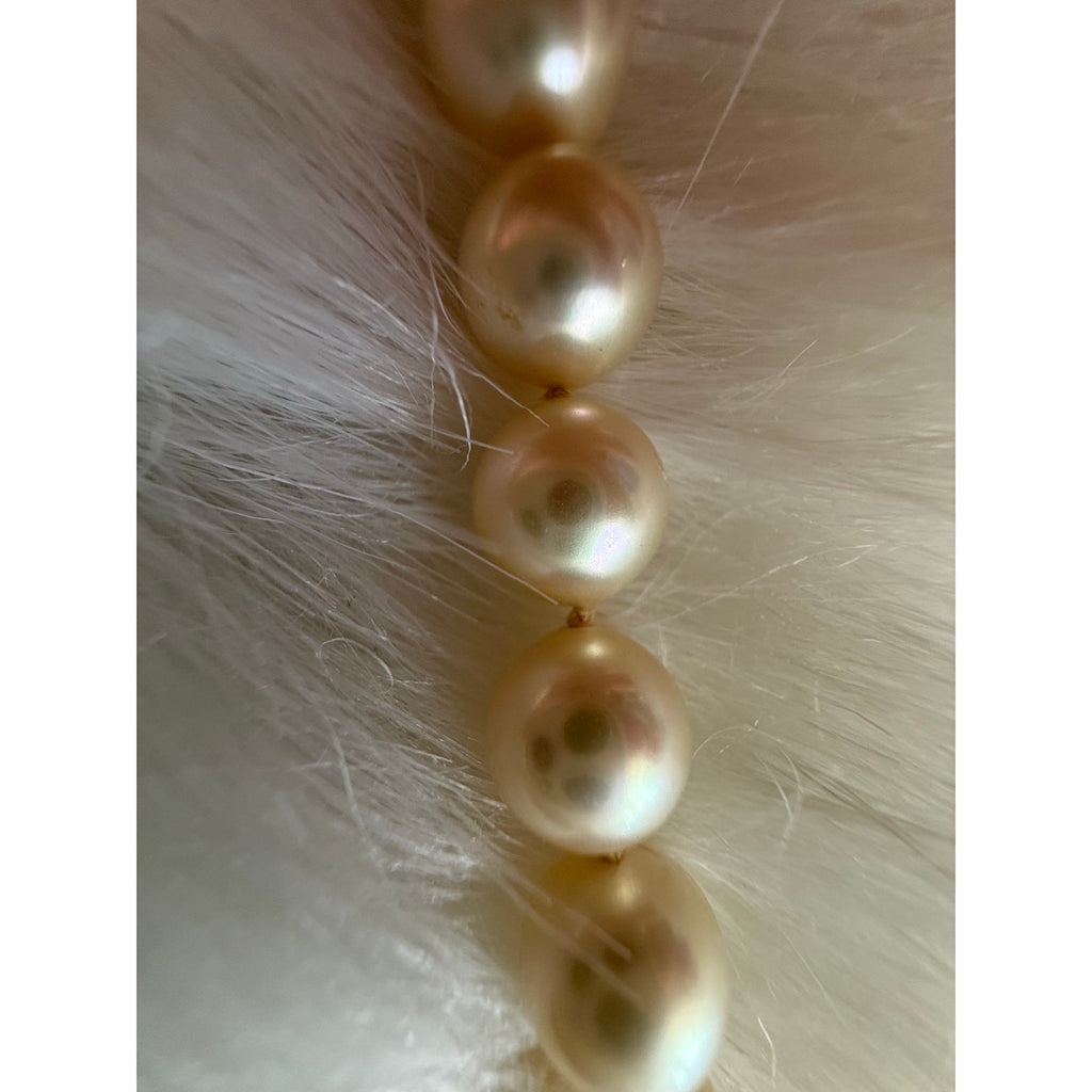 Vintage 1950s Cream Faux Pearl Hand Knotted Matinee Necklace Art Deco Clasp 26"