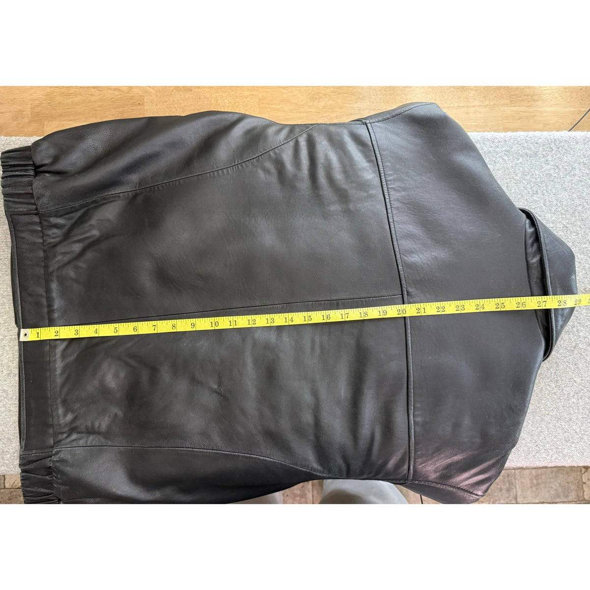 Kirkland Signature Vintage Black Leather Bomber Jacket 50 Chest Mens Flight Coat