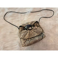 1980s Meyers USA Exotic Python Snakeskin Pouch Bag w/ Abalone Shell Statement