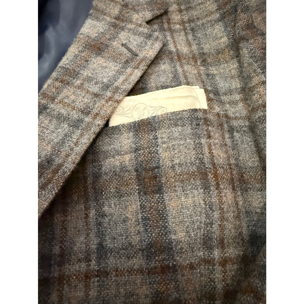 Vintage 70s Christian Dior Monsieur Plaid Wool Blazer 44L Marshall Field's USA