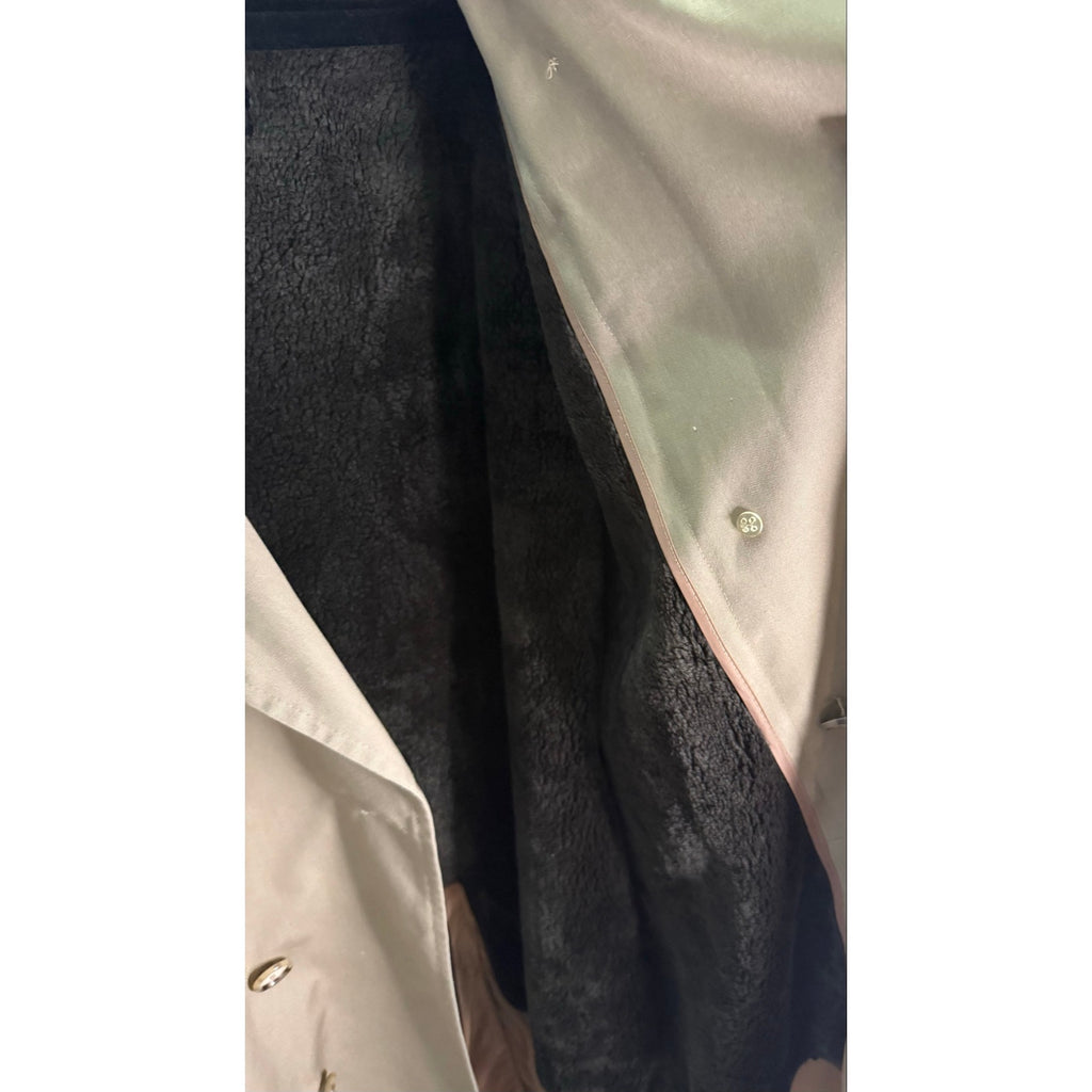 Flawless Vintage Austin Manor Trench Mens 40 Reg Double Breasted Faux Fur Liner