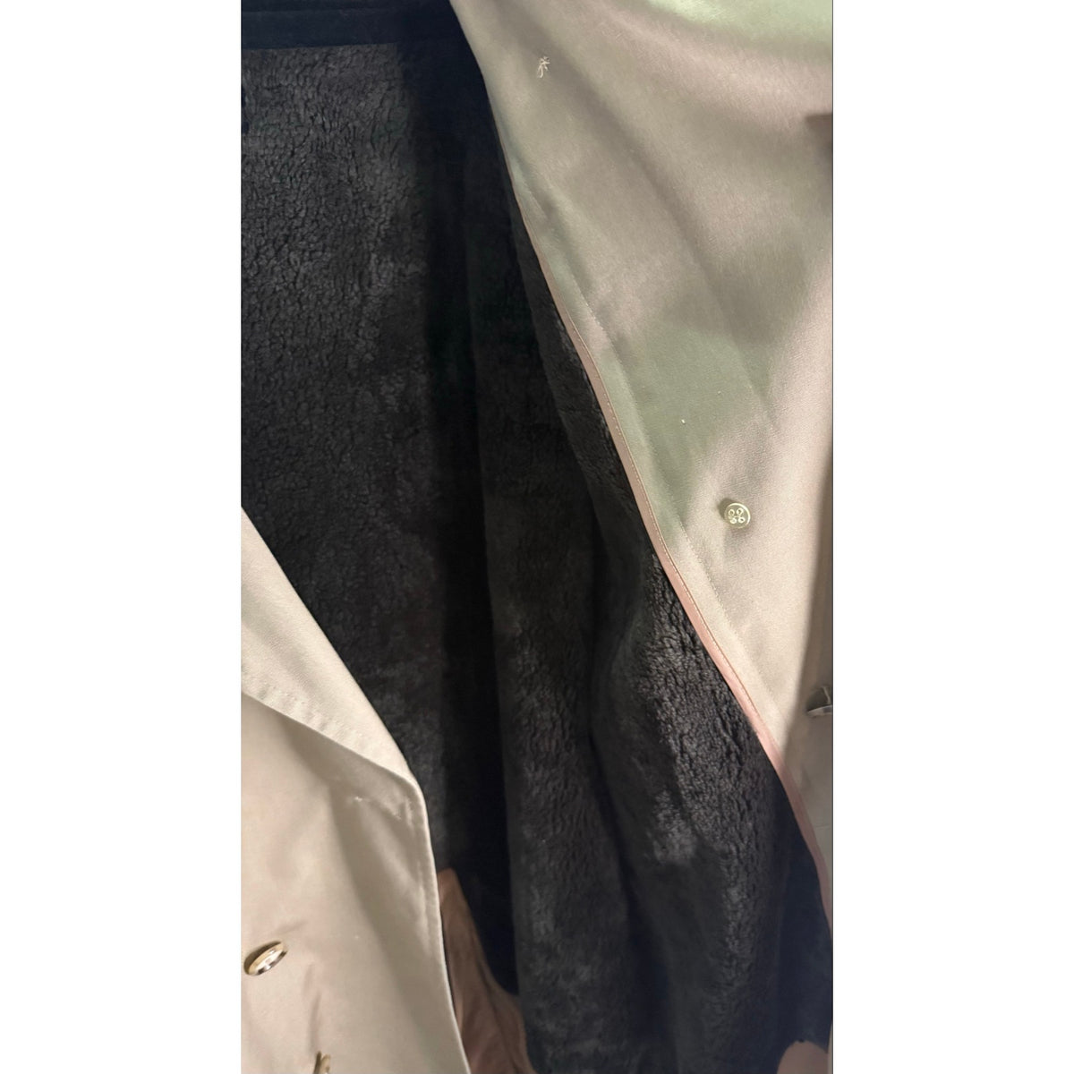 Flawless Vintage Austin Manor Trench Mens 40 Reg Double Breasted Faux Fur Liner