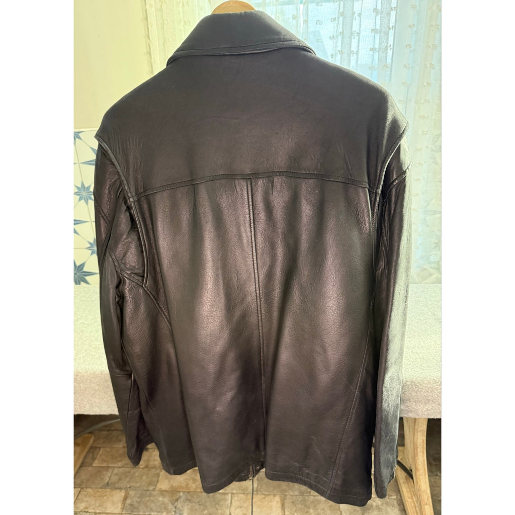 Vintage RBM Black Leather Quilted Lining Jacket Coat Mens 49 Chest M Y2K