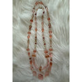 Vintage 1990s Pink & Amber Glass Beaded Two-Piece Necklace Set