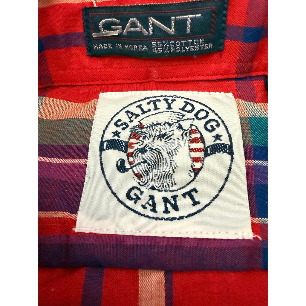 Vintage GANT Salty Dog Plaid Shirt L Short Sleeve Marshall Field's Tag NWT 1991