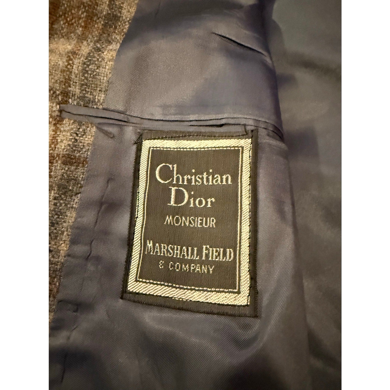 Vintage 70s Christian Dior Monsieur Plaid Wool Blazer 44L Marshall Field's USA