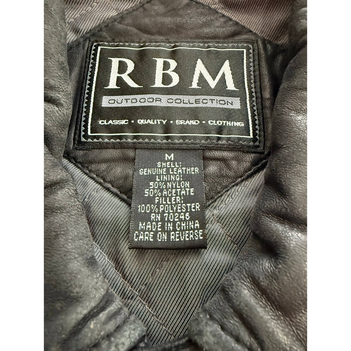 Vintage RBM Black Leather Quilted Lining Jacket Coat Mens 49 Chest M Y2K