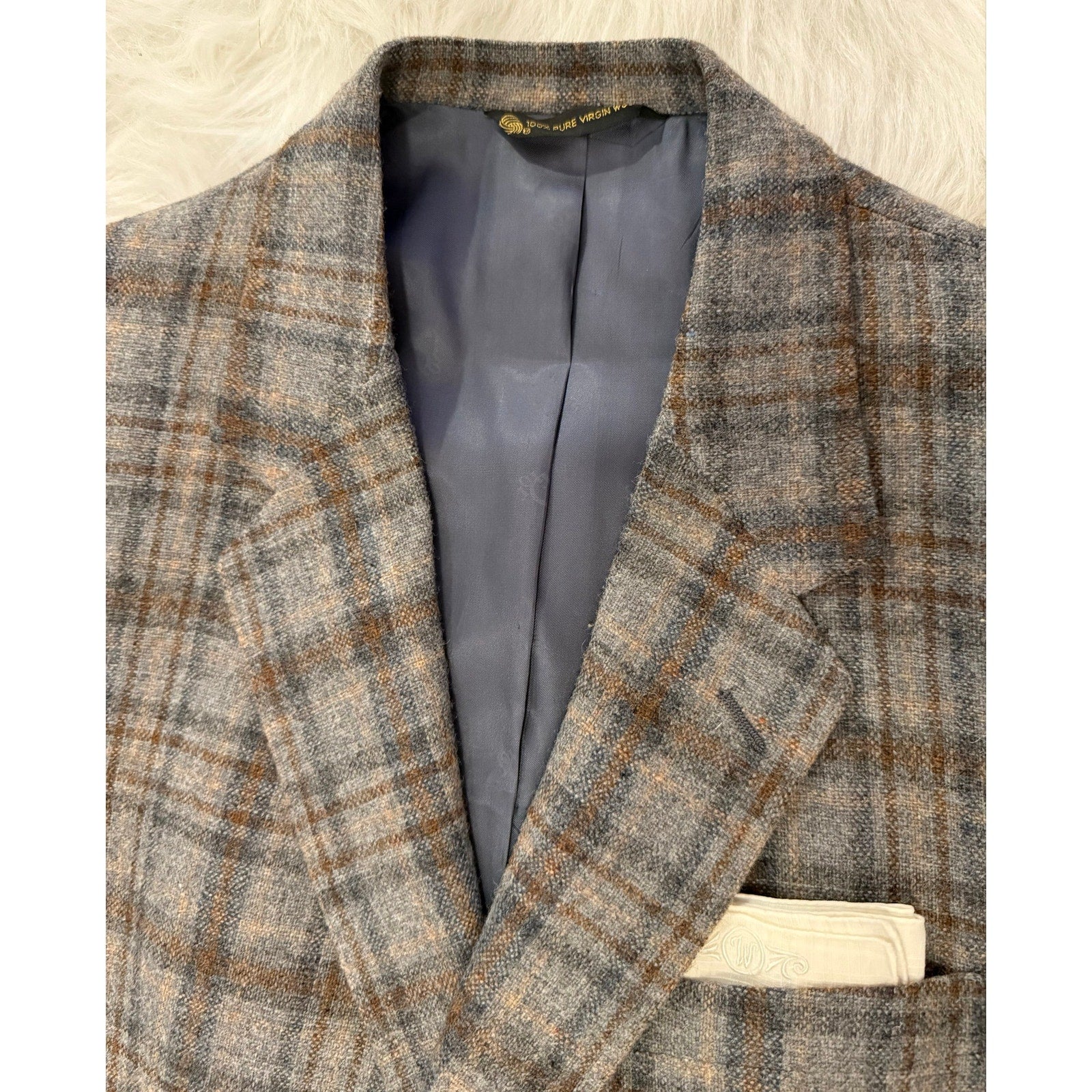 Vintage 70s Christian Dior Monsieur Plaid Wool Blazer 44L Marshall Field's USA