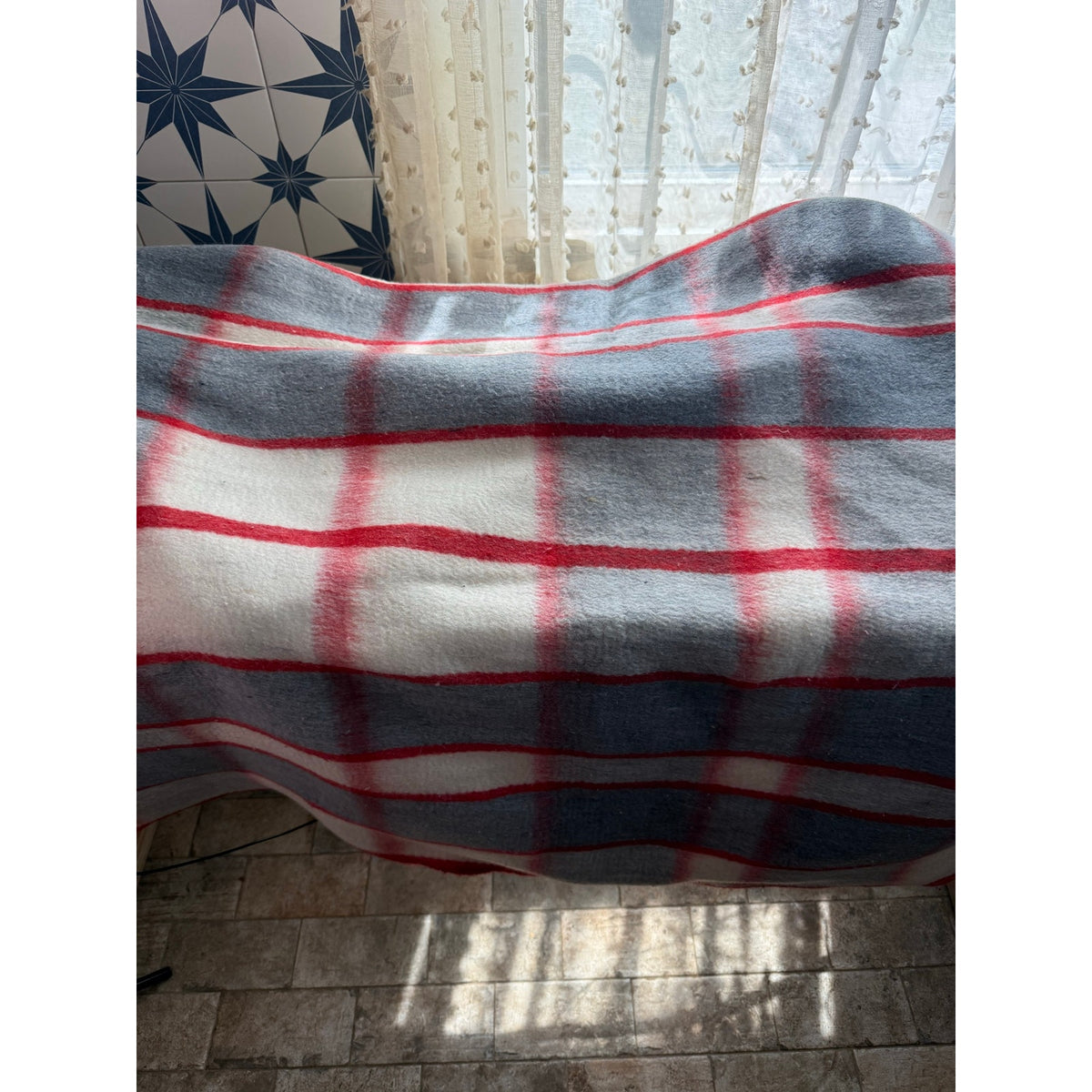 Vintage Heavy Double Face Wool Blanket Twin 68x86 Reversible Plaid Heirloom