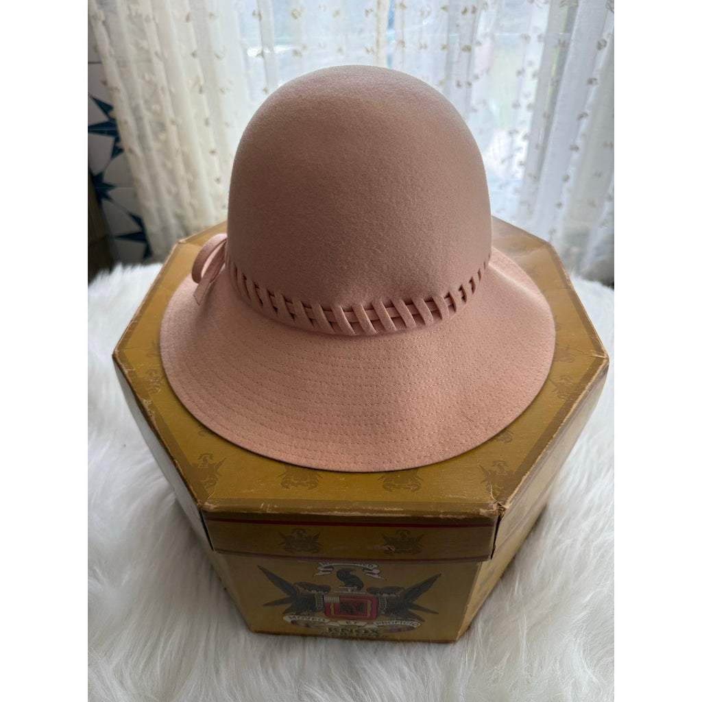 Vintage 1960s Bollman Pink Wool Doeskin Felt Cloche Hat | Mid-Century Bucket Bow