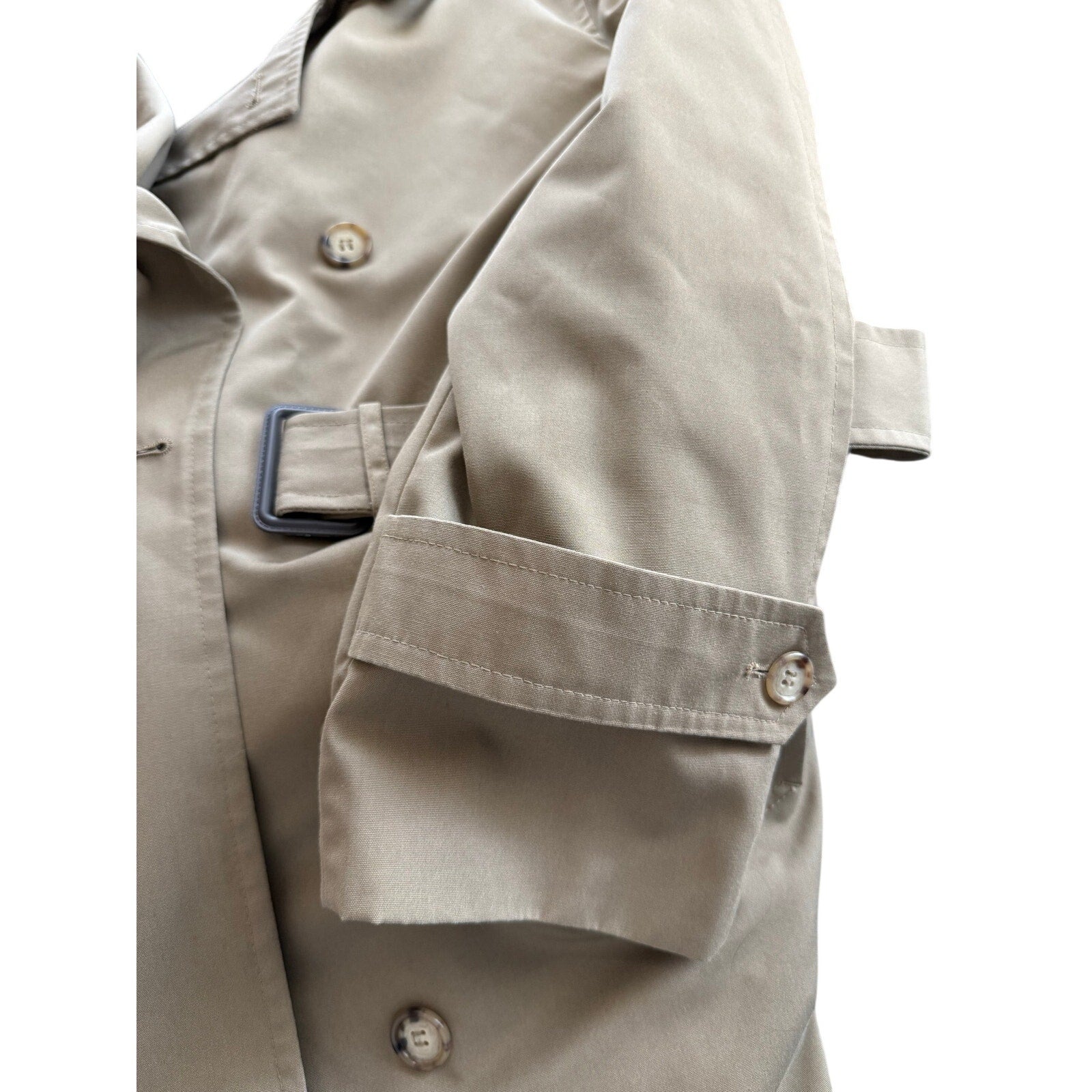 Vintage Austin Manor Men's Trench Coat 40 Reg Tan Khaki Zip Out Faux Fur Liner