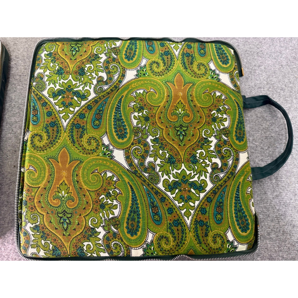 Vintage Green Vinyl and Paisley Zip Cushion Set