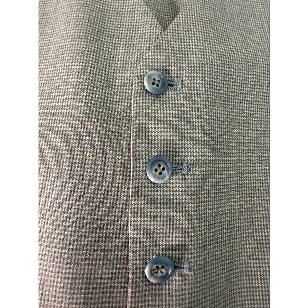 Vintage Marshall Fields 3 Piece Suit Mens 46 Reg Gray Houndstooth Wool Blend