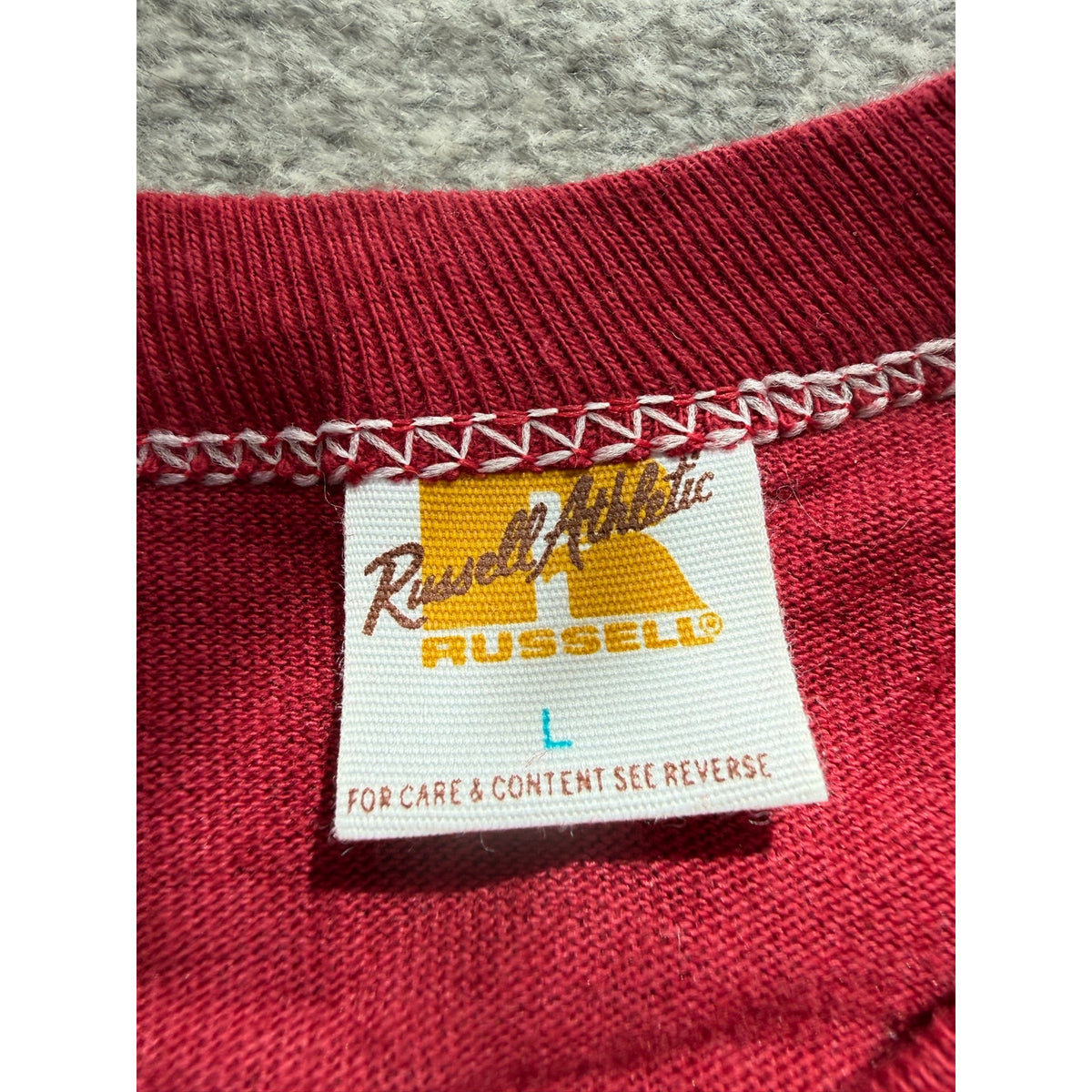 Vintage 80s Russell Athletic Remingtons Graphic TShirt Red Made in USA L