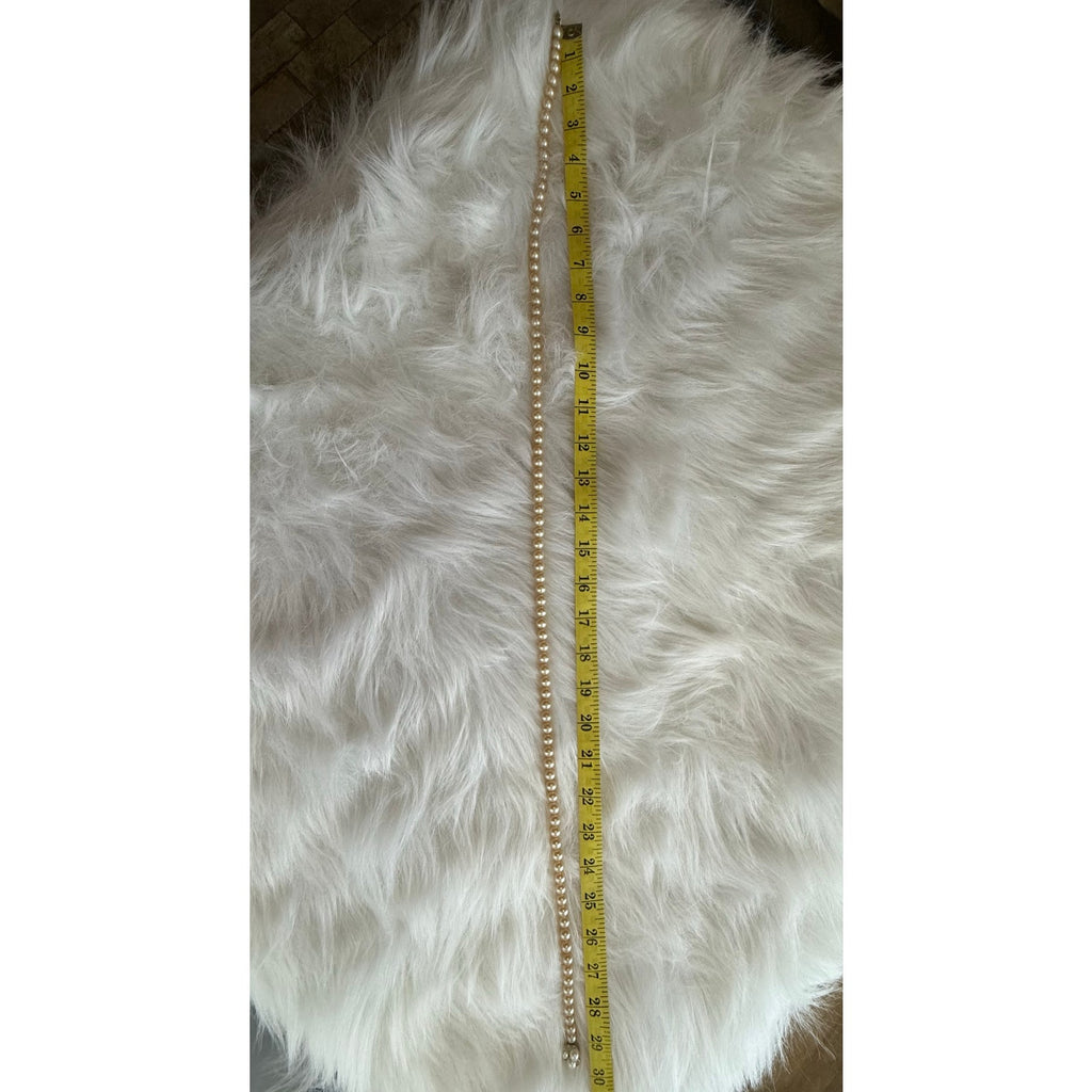 Vintage 1950s Hand-Knotted Faux Pearl Opera Necklace Ornate Rhinestone Clasp