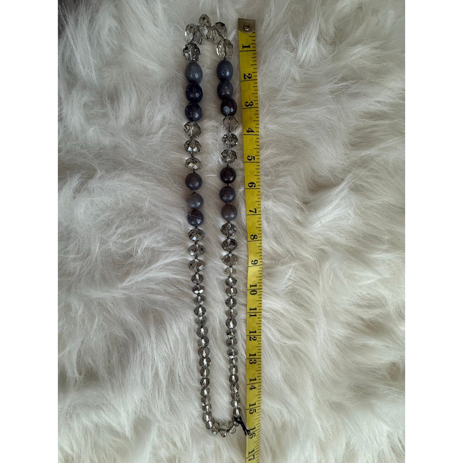 90s Y2K Beria Collections Gray Agate Faceted Crystal Long Strand Necklace NWT