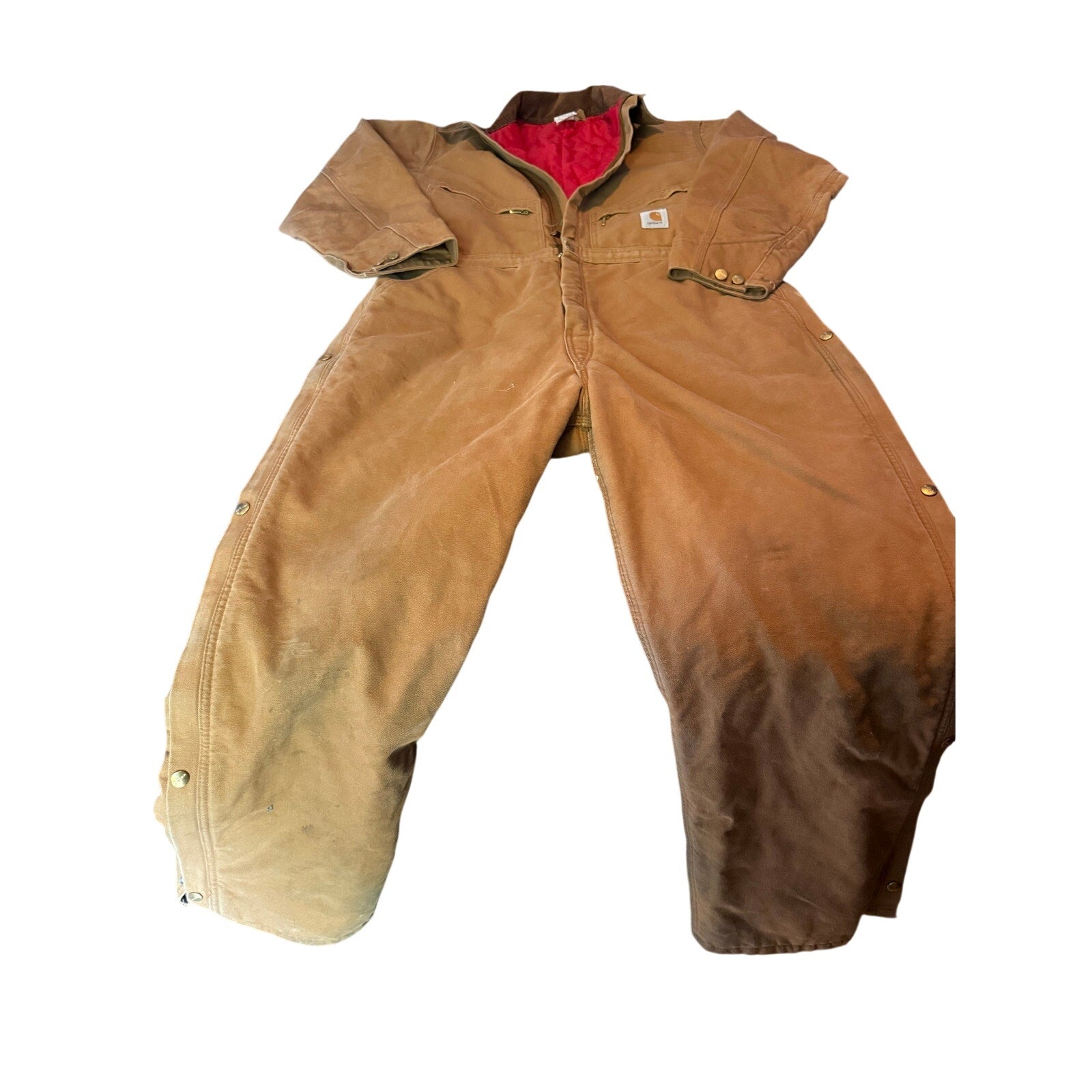 Vintage 1993 USA Made Carhartt Red Quilt Lined Duck Canvas Coveralls - Size 46 Regular
