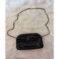 Vintage 80s 90s Black Metal Mesh Crossbody Bag Gold Interwoven Chain Evening