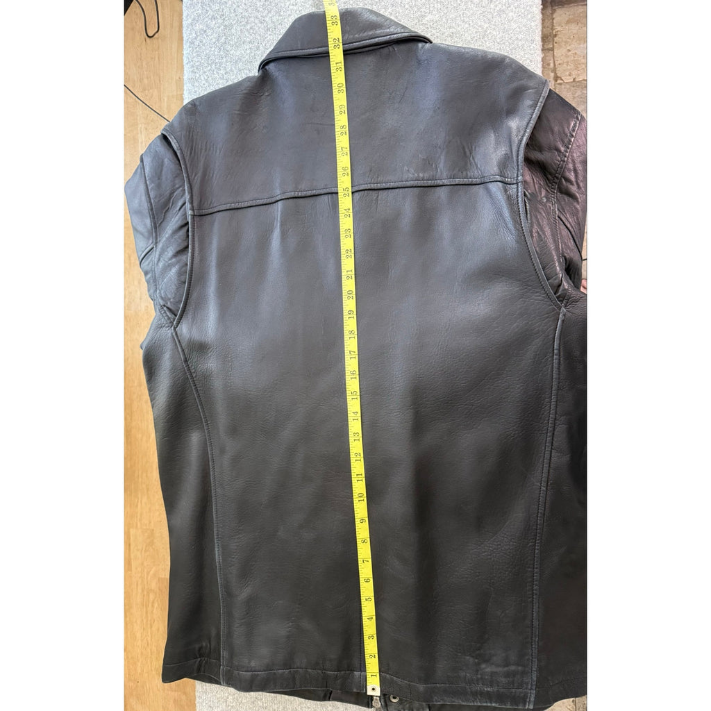 Vintage RBM Black Leather Quilted Lining Jacket Coat Mens 49 Chest M Y2K