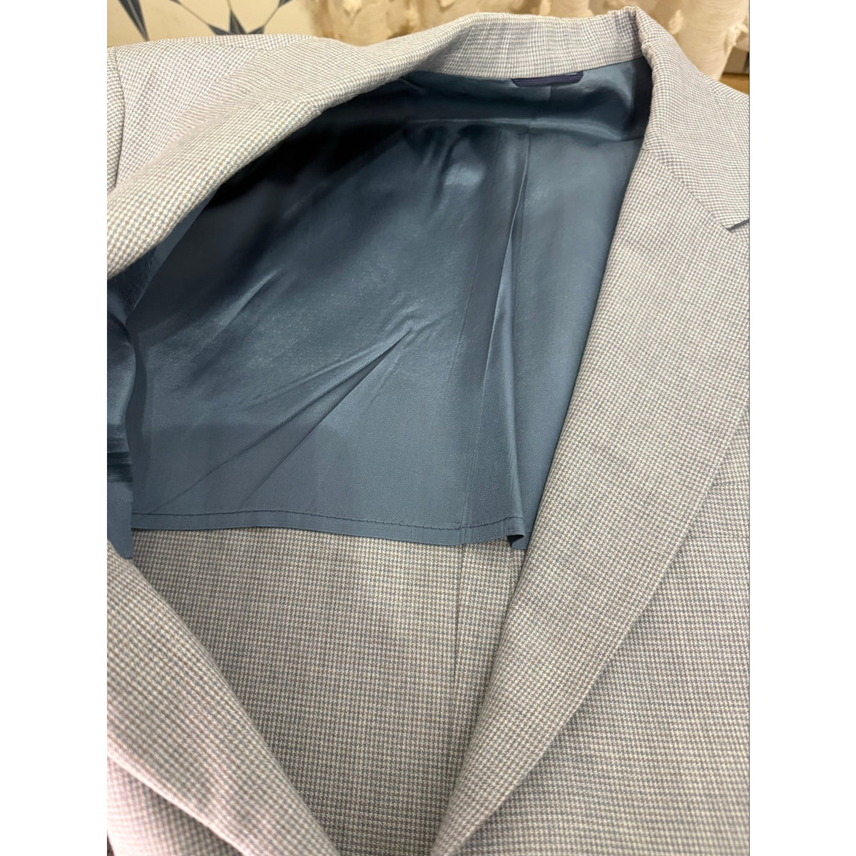 Vintage Marshall Fields 3 Piece Suit Mens 46 Reg Gray Houndstooth Wool Blend