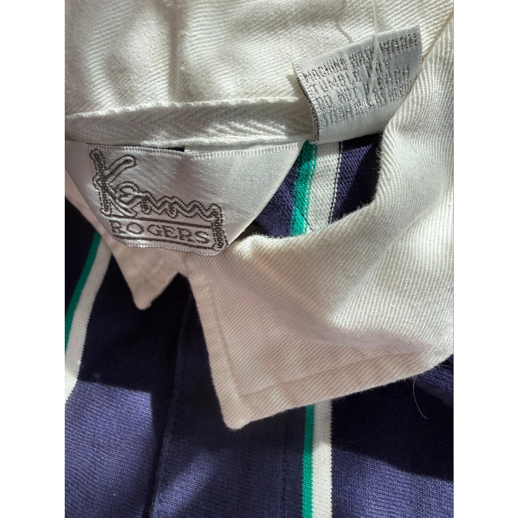 Vintage Kenny Rogers Purple Striped Heavyweight Cotton Rugby Shirt NWT Size L