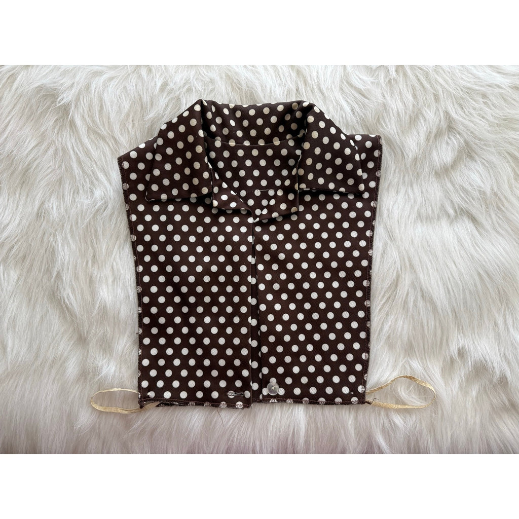Vintage 1970s Brown Polka Dot Dagger Collar Polyester Dickey Detachable Shirt