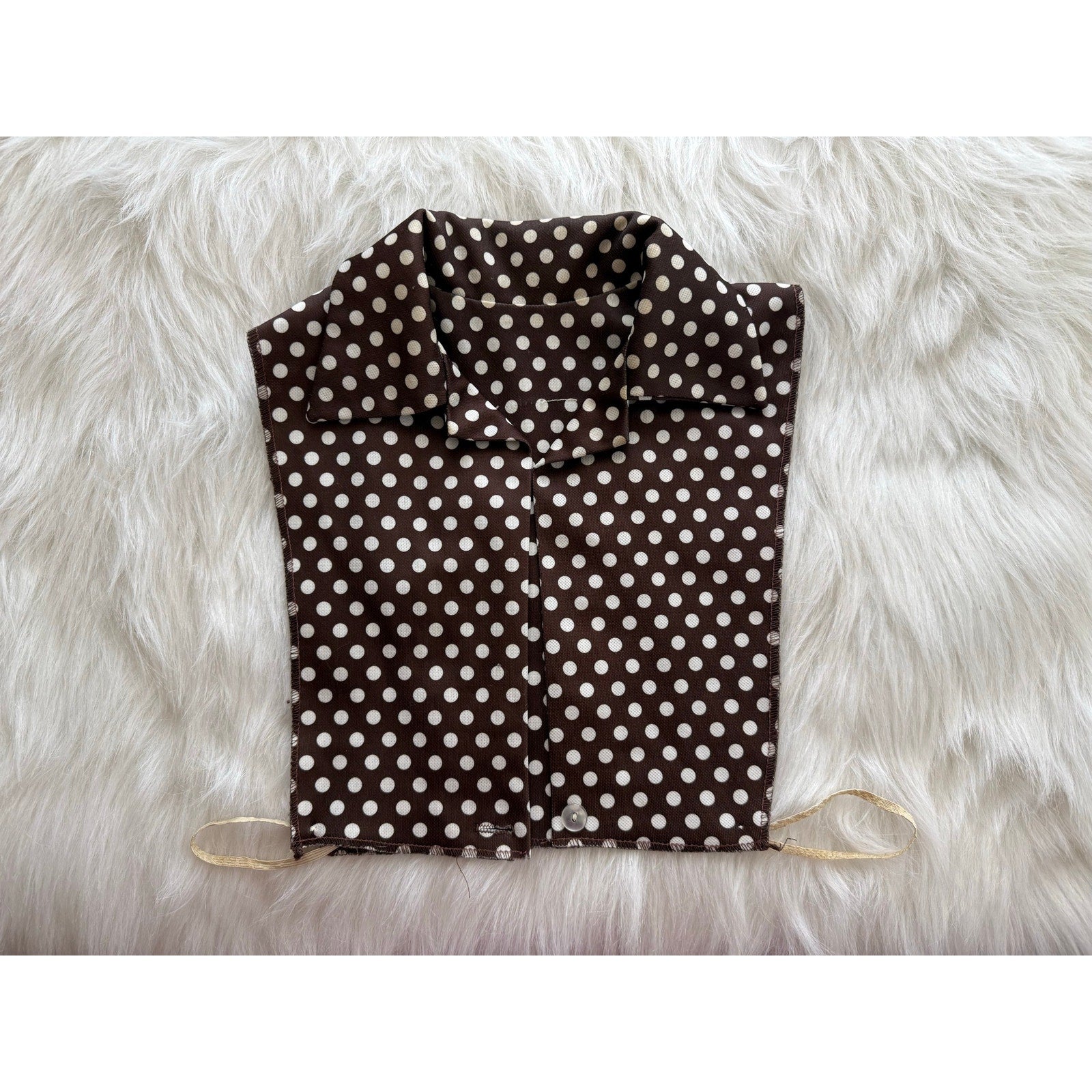 Vintage 1970s Brown Polka Dot Dagger Collar Polyester Dickey Detachable Shirt