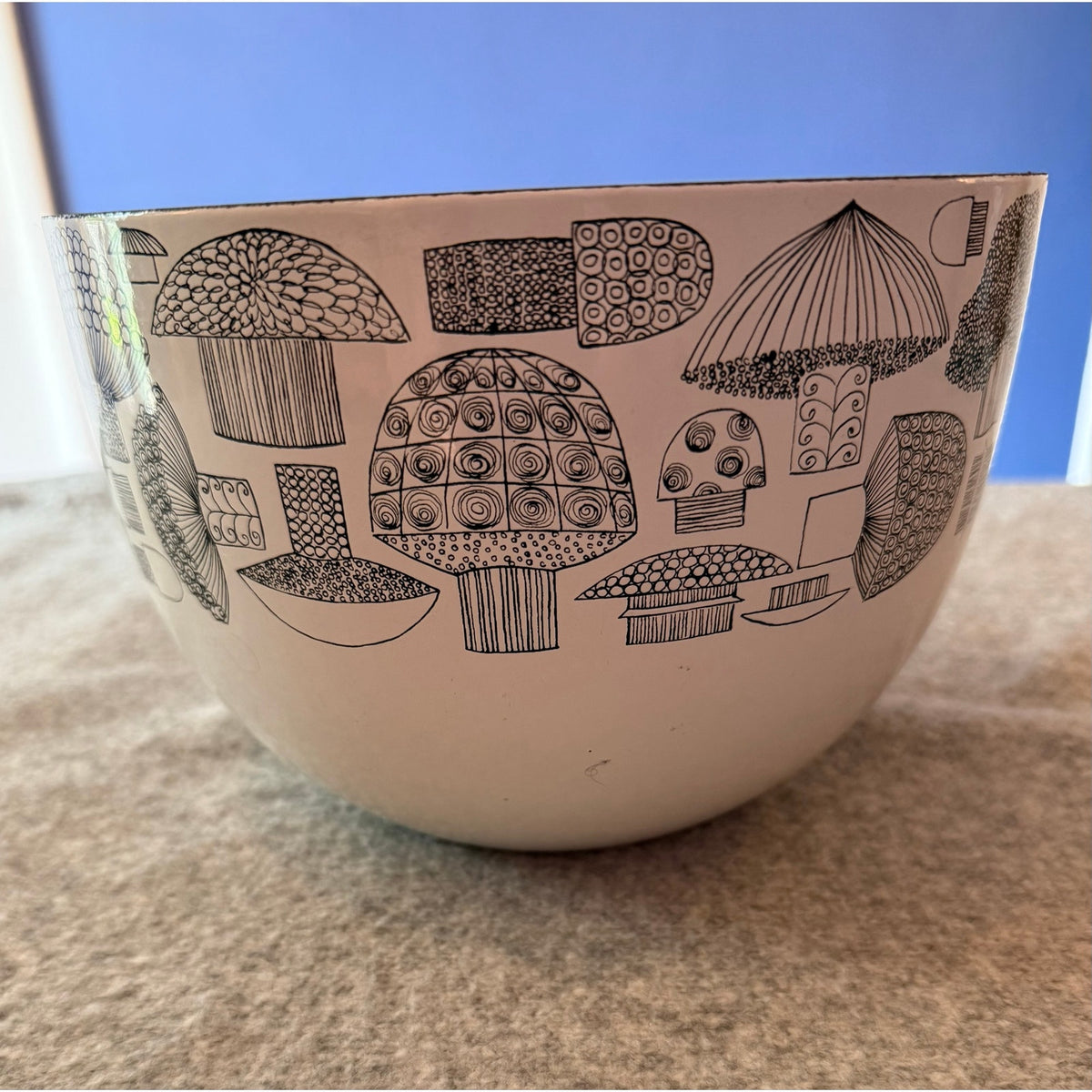 Vintage Finel Finland Enamel Mushroom Bowl Esteri Tomula Mid Century Modern MCM