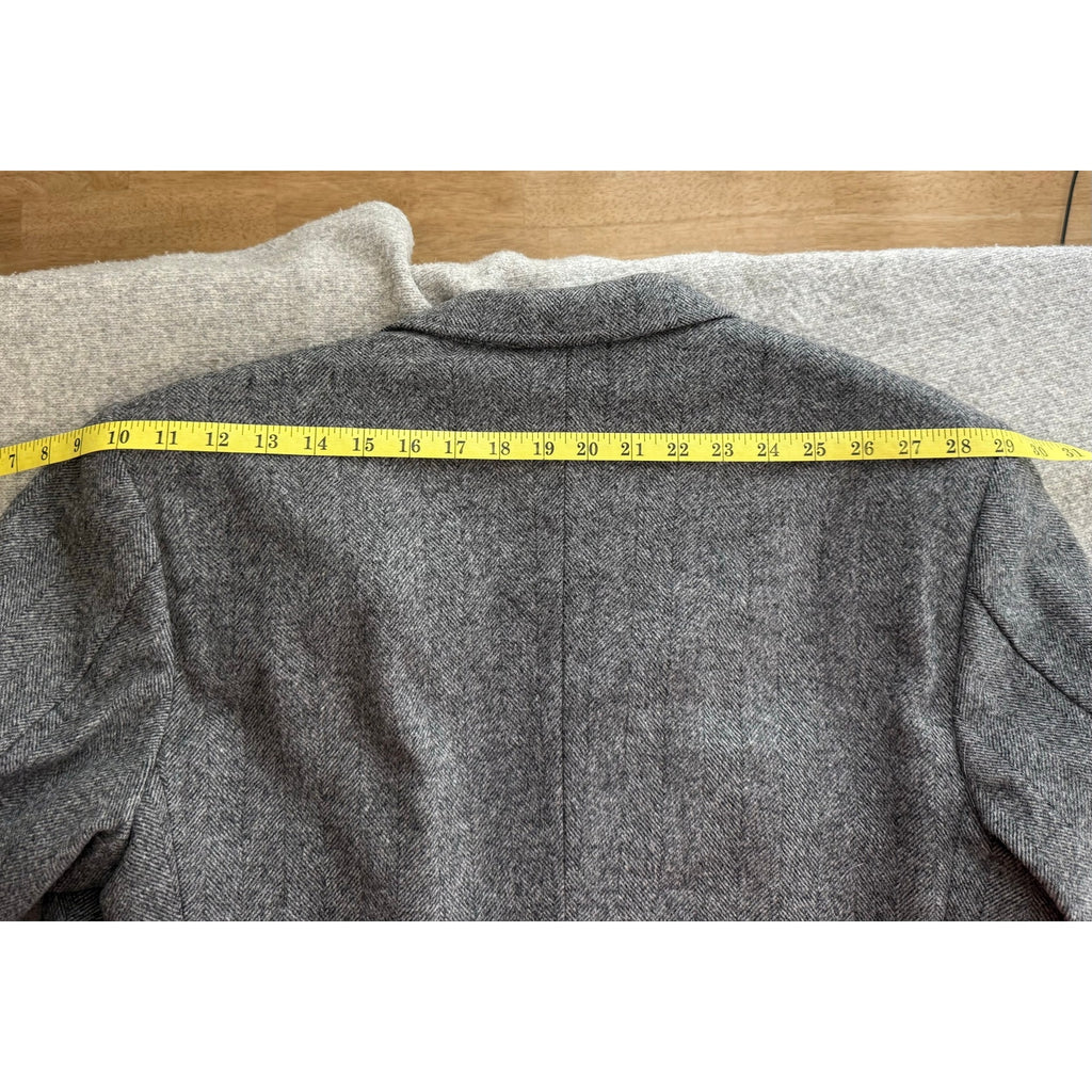 Vintage 44 Gray Herringbone Tweed Jacket Bold Red Art Lining Victor the Tailor