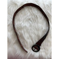 Vintage Y2K Boho Espresso Brown Herringbone Braided Genuine Leather Belt S/M